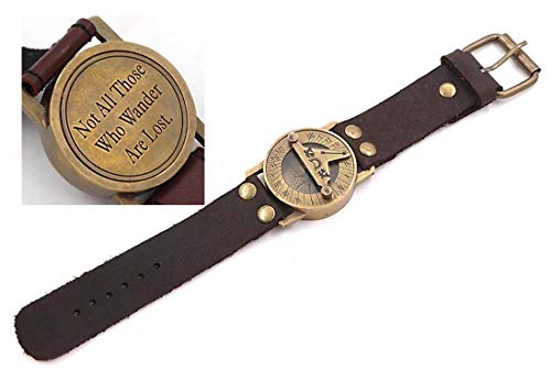 Roorkee Instruments India Mens Wrist Watch Sundial Cuff with Quote Not All Those who Wander are Lost - Thumbnail 4