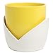 Decorative Yellow & White Nesting Design Ceramic Flower Planter Pot/Plant Container w/Attached Saucer