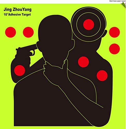 JingZhouYang Reusable Adhesive Targets for Shooting Bulk Value Pack, 10 inch x 10 inch Splatter Target Stickers for Indoor and Outdoor Ranges, Fluorescent Yellow Hit Markers - 20 Pack