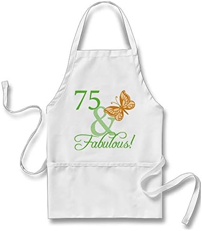 Amazon 75 Fabulous誕生日プレゼント大人用エプロンホワイト フリーサイズ エプロン オンライン通販