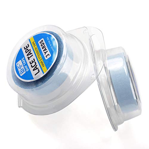 1.27cm x 3 Yards Hair Replacement Strong Adhesive Lace Front Wig Hair Support Tape, Double-Sided Water-Proof Invisible Tape 2 Rolls/Pack For Wigs/Toupees/Skin Weft Hair Extensions-Blue