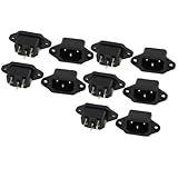 uxcell 10 Pcs Black 3 Pins IEC320 C14 Inlet Power Plug Socket AC 250V 10A