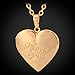 U7 I Love You Necklace that Hold Pictures 18K Gold Plated Heart Pendant Women Photo Locket Jewelry