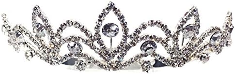 Kate Marie YJ0012 Rhinestone Crown Tiara Headband in Silver