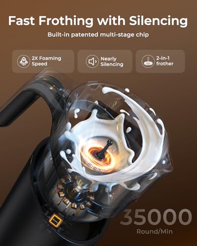 Milk Frother Electric - 8 in 1 Milk Steamer, 400 ml Automatic Hot and Cold Foam Maker for Lattes, Cappuccinos, Hot Chocolates and Oat Milk/Almond Milk, Auto Shut Off, Dishwasher Safe, Black