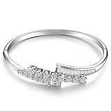 Menton Ezil "Infinity Galaxy" Platinum Plated Bangle Bracelet Push-Button Closure Crystals from Swarovski