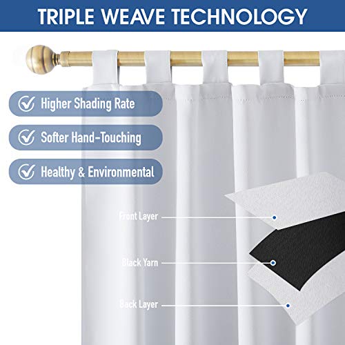 HOMEIDEAS 2 Panels Tab Top Outdoor Curtains for Patio Waterproof