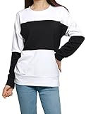 Allegra K Woman Color Block Crew Neck Long Sleeves Loose Fit Sweatshirt