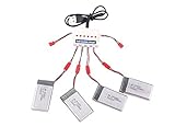 YouCute 4pcs 3.7V 1250mAh Battery and 1to6 charger for syma X5HW X5HC RC quadcopter drone spare parts