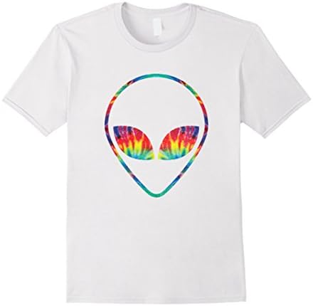Men's Tie Dye Alien Extraterrestrial Cosmic Head T-Shirt Medium White