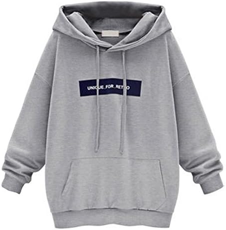 PEIZH Women's Large Size Hooded Letter Loose Sweater Fashion Long Sleeve Hoodie Jumper Letter Pullover Tops