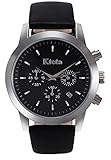 Kteta Men's Watch Leather Chronograph Sports Quartz Analog Wrist Watches Black Band