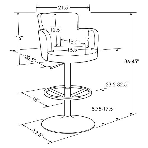 Zuri Furniture Cream Chateau Adjustable Height Swivel Bar Stool with