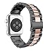 Aottom For Apple Watch Band 42mm, 42mm iWatch Band Stainless Steel Replacement Band Wrist Bands with Durable Folding Metal Buckle Clasp for 42mm Apple Watch Band Series 3/2/1 - Black/Rose Gold
