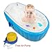 【Upgraded】Baby Inflatable Bathtub with Air Pump, FLYMEI Portable Infant Toddler Non Slip Bathing Tub Travel Bathtub Mini Air Swimming Pool Kids Thick Foldable Shower Basin (Blue)