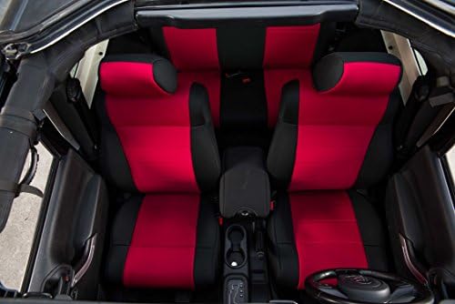 Homeyone Tailor Made Neoprene Seat Covers Set fit 2011 to 2012 Jeep Wrangler JK 2 Door (Black/Red)