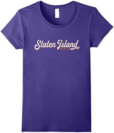 Womens STATEN ISLAND T-shirt : Cool Retro S.I. Borough NYC Tee Small Purple