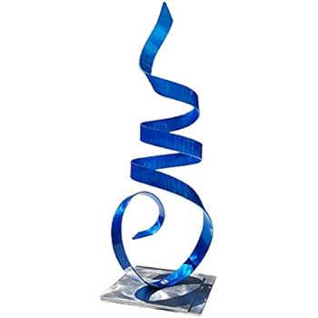 Statements2000 Modern Metal Centerpiece, Abstract Garden Decor, Contemporary Table Top Accent Sculpture - Blue Sea Breeze Accent by Jon Allen - 18
