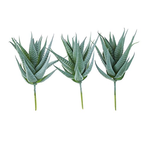 Goodma 3 Pieces Realistic Artificial Aloe Faux Succulent Textured Spiky Green Haworthia Cactus Plants Unpotted (Light Green)