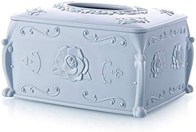 Wedding Tissue Box,Paper Facial Simple Design Multifunctional Plastic Tissue Dispenser Box Cover for Bathroom Vanity Countertops, Bedroom Dressers, Night Stands,Blue,17.5 * 13 * 9.5cm