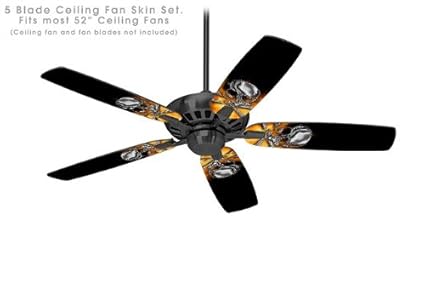 Chrome Skull On Fire Ceiling Fan Skin Kit Fits Most 52 Inch Fans