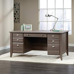 Sauder Shoal Creek Executive Desk, L: 65.12″ x W: 29.29″ x H: 30.55″, Diamond Ash Finish