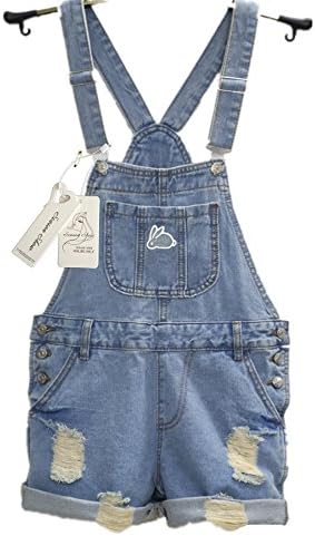 Season Show Girls Overalls Short Destroyed Denim Jeans XL Blue