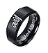 8mm Black Stainless Steel Allah Ring for Arabic Islamic Muslim Religious Jewelry Size 6