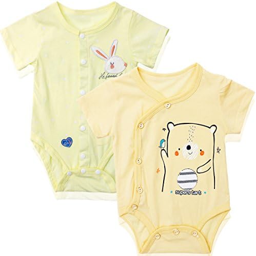 Siteluoyi Baby Bodysuits Short Sleeve Cotton Newborn Unisex Onesies 2-Pack