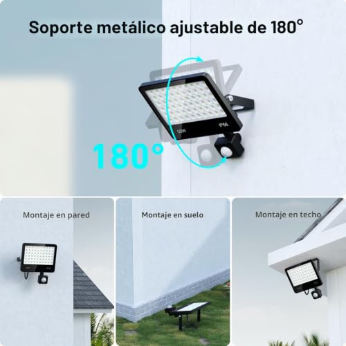 LAMLAMCK LED Spotlight with Motion Sensor 50W – 2 Pieces 5000LM 6500K White Outdoor LED Spotlights with Motion Sensor, IP66 Waterproof Outdoor Projector for Patio, Garden, Walkway, Garage