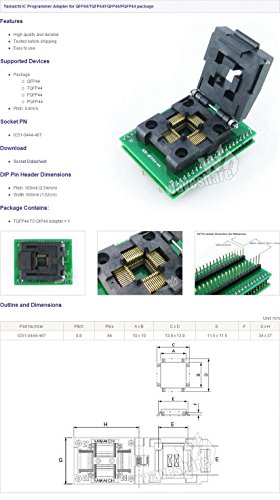 Waveshare QFP44 TO DIP44 (A) QFP44 TQFP44 FQFP44 PQFP44 Yamaichi IC Programming Adapter Test Burn-in Socket 0.8mm Pitch