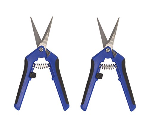 Angoo Trimming Scissors, 2 Pack Gardening Hand Pruner Pruning Shear with Curved Titanium Precision Blades(Blue)