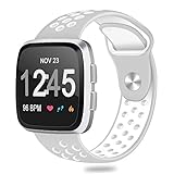 CreateGreat For Fitbit Versa Bands Sport Silicone Small & Large,Replacement Breathable Sport Strap Wristbands with Air Holes for Fitbit Versa Smart Watch Women Men