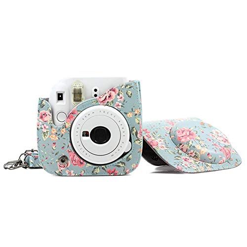 Camera Case Bag Floral PU Leather Camera Bag for Fujifilm Instax Mini 9 / Mini 8 / Mini 8+ Instant Film Camera
