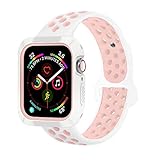 BRG for Apple Watch Case with Band, Shock-proof and Shatter-resistant Protective Case with Silicone Sport iWatch Band for Apple Watch Series 3/2/1 Nike+ Sport Edition 38mm S/M, White/Vintage Rose
