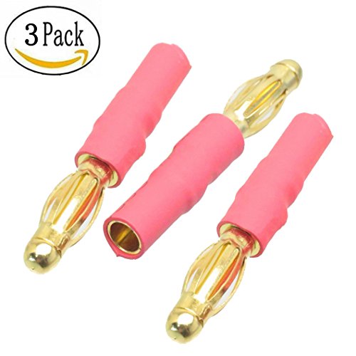 JFtech No Wires 4.0mm Male Bullet Connector to 3.5mm Female Bullet Connector Gold Plug Conversion Adapter for RC ESC Motor (Pack of 3)