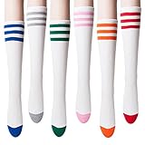 Sockstheway Womens Casual Knee High Tube Socks with Triple Stripes 6 Pairs Set