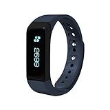 iWOWN Smart Bracelet i5plus IP65 Water Resistant Fitness Trackers with OLED Touch Screen, Bluetooth 4.0 Pedometer, Wristband, Sleep Monitor, Call/MSM Reminder for Android/ iOS Smartphone Blue