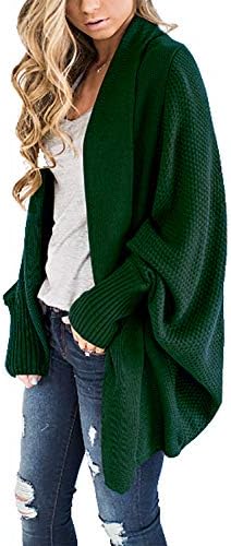 Women's Casual Long Batwing Sleeve Open Cardigan Chunky Crochet Slouchy Wrap Sweater Blouse Knitted Tops