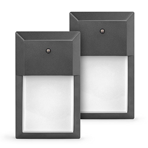 SHINE HAI LED Wall Pack Light, 1000 Lumens, 12W (100-150W Replacement), 3000K Soft White, Photocell Dusk to Dawn LED Flood light, 5 Years Warranty, 2-Pack