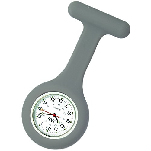 JAS Unisex Nurses Lapel Watch Silicone (Infection Control) Gray