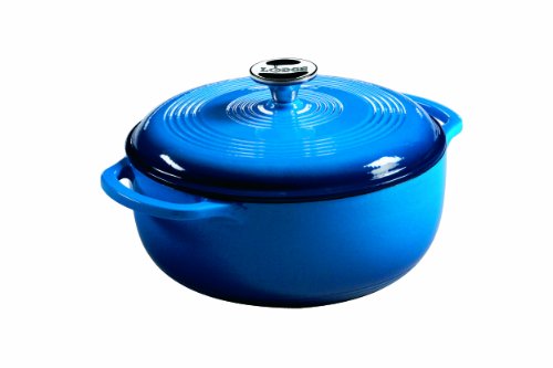 Lodge Color Enameled Cast Iron Dutch Oven, Carribean Blue, 4.5 Quart