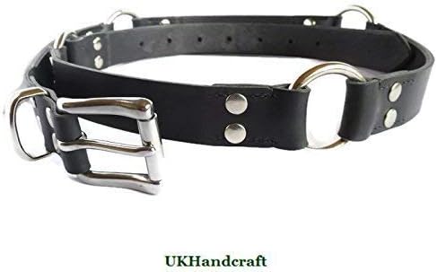 Designer Black Leather Belt with Loop Metal Detailing | Full Grain Vegetable Tanned Leather | Hand Saddle Stitched | Handmade in Great Britain by UKHandcraft