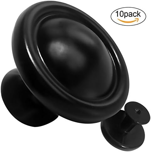 Elegant Black Kitchen Cabinet Knobs 1 1/4 Inch Round Drawer Handles 10 Pack Knobs for kitchen cabinets (Cabinet handles -05)