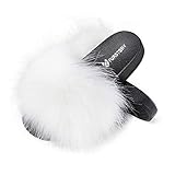 Women's Furry Slides Faux Fur Slides Fuzzy Slippers