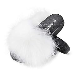 Women's Furry Slides Faux Fur Slides Fuzzy Slippers
