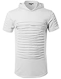 Short Sleeve Cut Out Zipper Hoodie White Size L