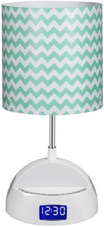 LighTunes LS1000-ACV-BT Bluetooth Speaker Lamp with Alarm Clock, FM Radio, and USB Charging Port, Aqua Chevron Shade by LighTunes