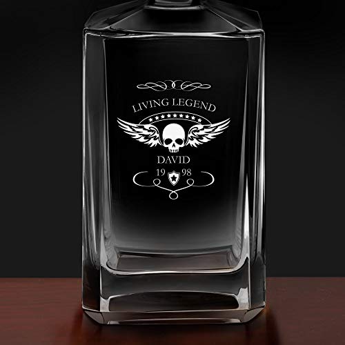 Maverton Whiskey Karaffe + 2/4 / 6er Whiskygläser Set mit Gravur - 700ml Whisky Dekanter - Geschenk zum Geburtstag für Männer - Living Legend – Bild 4