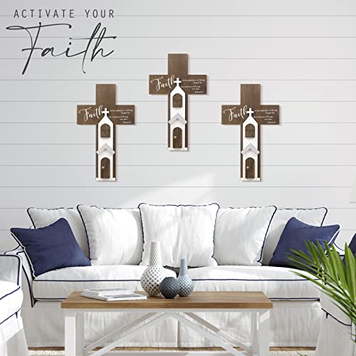 FEKOTS Wall Wooden Cross,wooden wall cross home decor,6x10 inch crosses for wall,Wooden Wall Hanging Cross (classic)